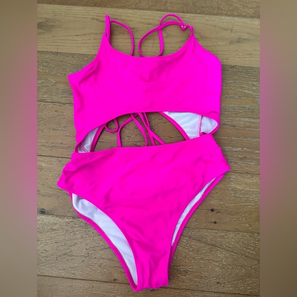 Meyeeka Womens Scoop Neck Cut Out Lace Up Monokini One Piece Swimsuit - Picture 2 of 7